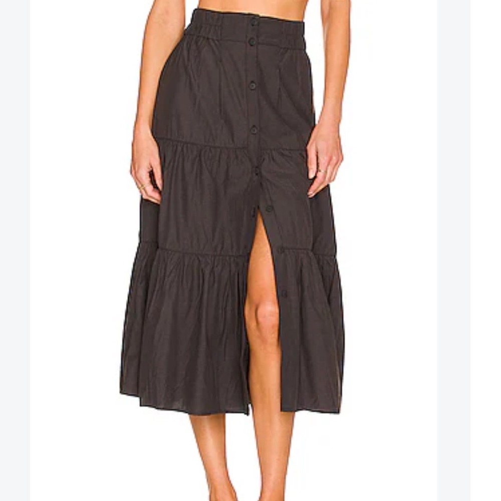 Brochu Walker Havana Midi Skirt In Washed Black Gray Size Large